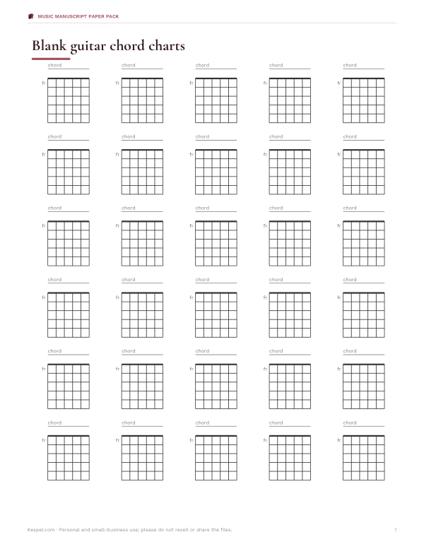 Preview of Printable Guitar Chord Box Chart