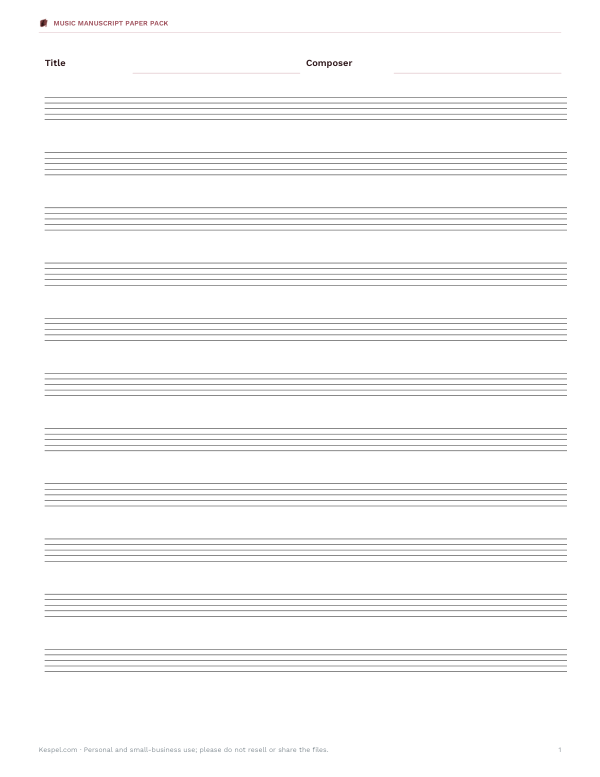Preview of Printable Staff Paper Sheet
